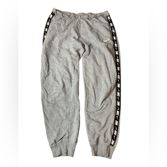 Nike Other - Nike Sportswear Grey Fleece Joggers | Repeat Logo Side Tape Sweatpants | Size L
